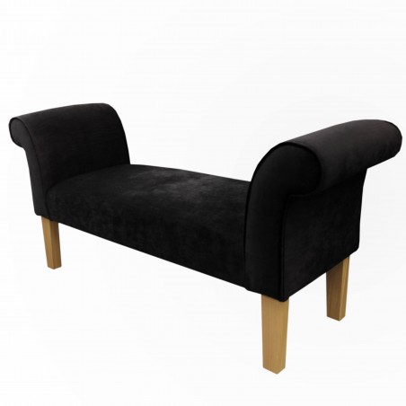 Medium Settle in a Noir / Black Pimlico Crush Fabric with Light Hardwood Legs - 16023