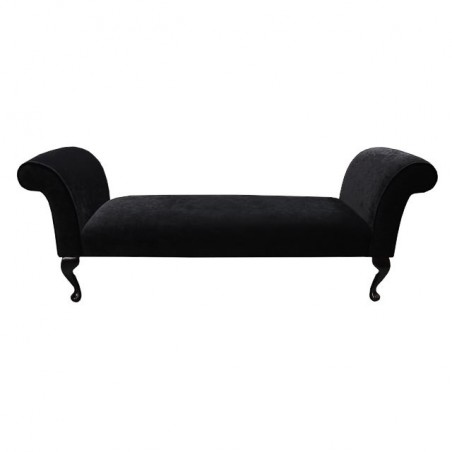 64" Large Window Seat Settle in a Plush Black Fabric