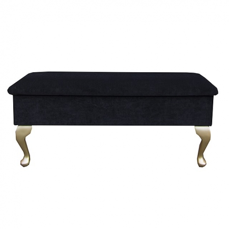 Large Dressing Table Storage Stool in a Noir / Black Pimlico Fabric - 16023
