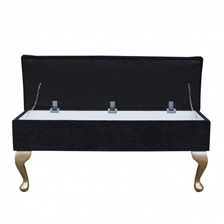 Large Dressing Table Storage Stool in a Noir / Black Pimlico Fabric - 16023