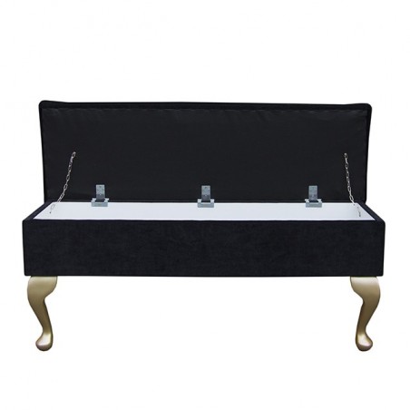 Large Dressing Table Storage Stool in a Noir / Black Pimlico Fabric - 16023