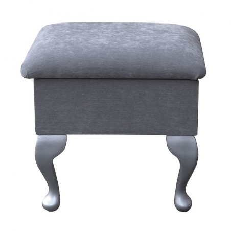 Small Dressing Table Stool in a Pimlico Crush Velvet Grey Fabric