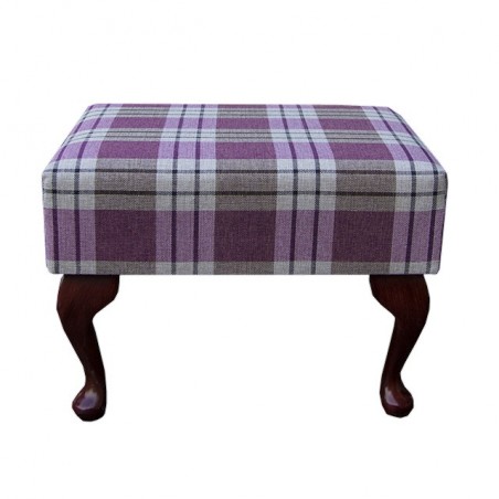 Small Footstool in a Kintyre Heather Tartan Fabric