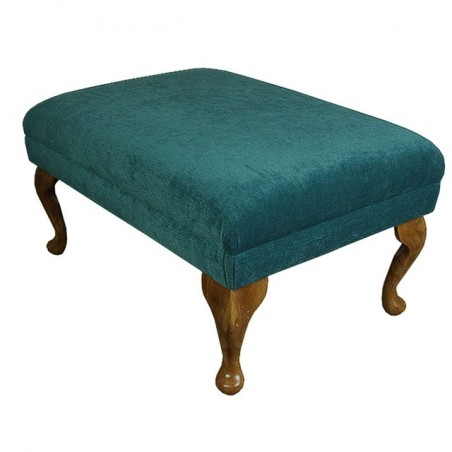 Small Footstool in a Petrol Green Pimlico Fabric - 16010