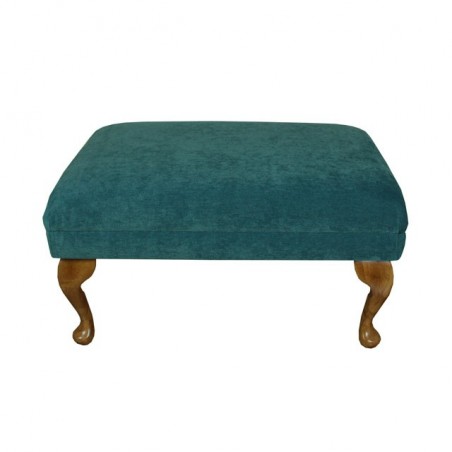 Medium Footstool in a Pimlico Crush Petrol Green Fabric