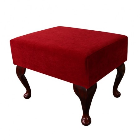 Small Footstool in a Rouge / Red Pimlico Velvet Fabric - 16022