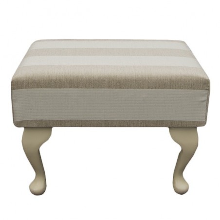 Small Footstool in a Woburn Beige Stripe Fabric