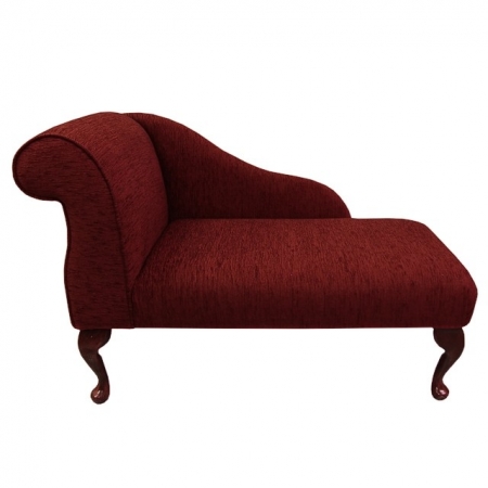 41" Mini Chaise Longue in a Flame Wine Red Fabric