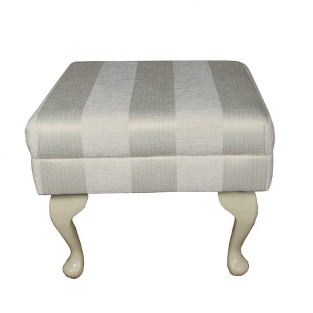 Small Footstool in a Woburn Oyster Stripe Fabric - 17064