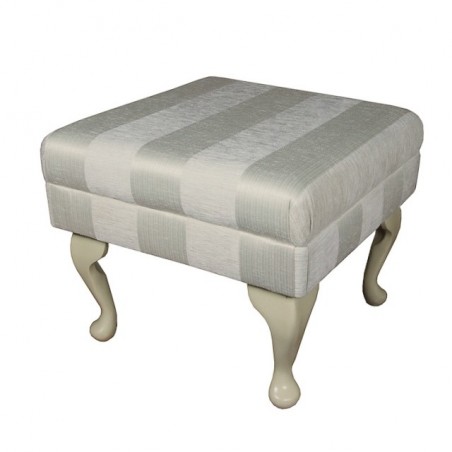 Small Footstool in a Woburn Oyster Stripe Fabric - 17064