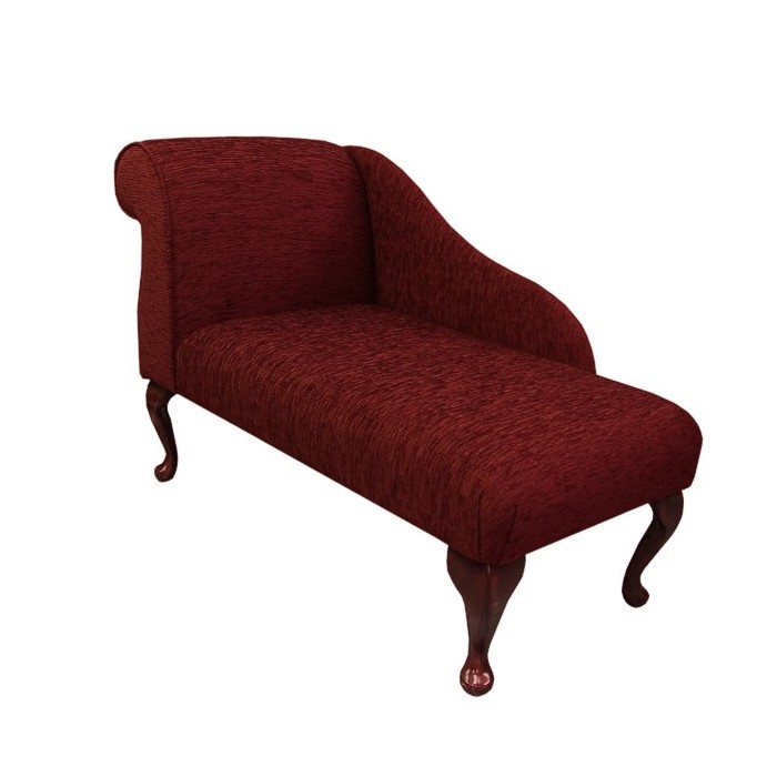 41" Mini Chaise Longue in a Flame Wine Red Fabric