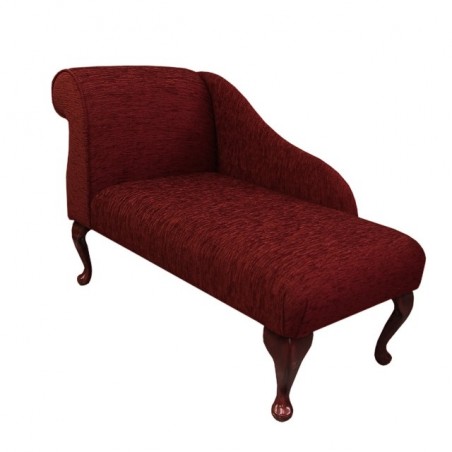 41" Mini Chaise Longue in a Flame Wine Red Fabric