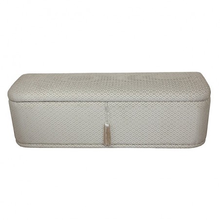 Large Ottoman in a Woburn Diamond Beige Chenille Fabric