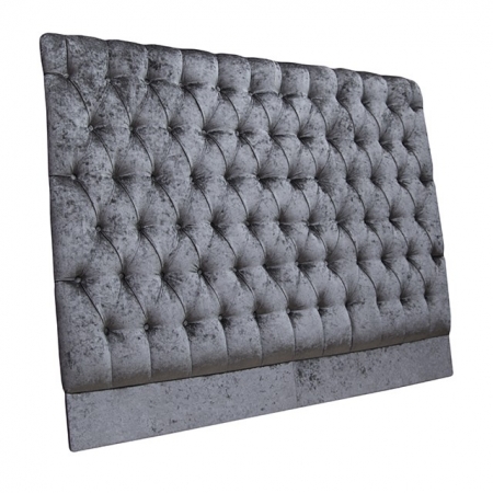 King Size 5 ft Headboard in a Pewter Senso Chenille Fabric with buttoning.