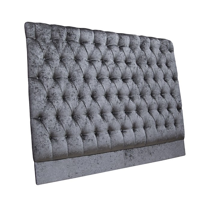 King Size 5 ft Headboard in a Pewter Senso Chenille Fabric with buttoning.