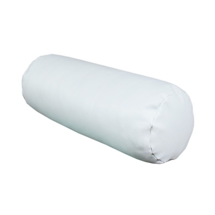 Bolster Cushion In A White Faux Leather, Leather Bolster Cushions