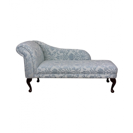 56" Classic Style Chaise Longue in Medallion Blue Fabric - 17051