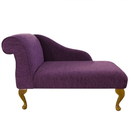 41" Mini Chaise Longue in a Lilac / Purple Boucle Thistle Fabric