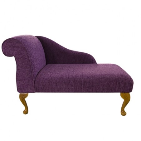 41" Mini Chaise Longue in a Portobello Boucle Lilac Purple Thistle Fabric