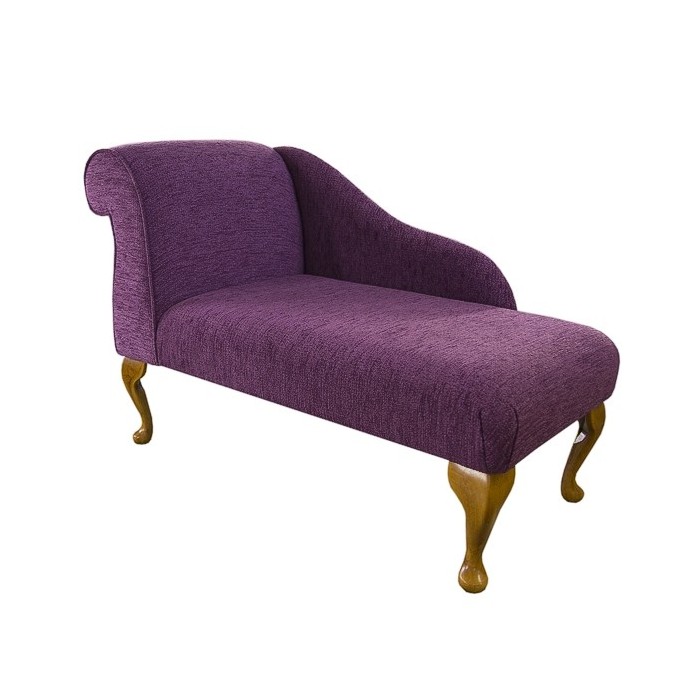 Mini Chaise Longue In Purple Boucle Thistle Fabric Sr12028 Beaumont
