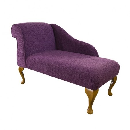 41" Mini Chaise Longue in a Lilac / Purple Boucle Thistle Fabric