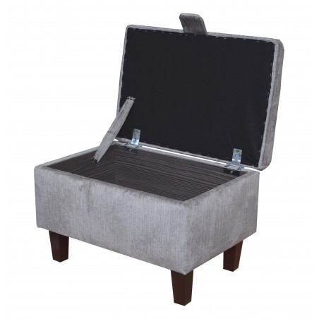 Storage Footstool, Ottoman, Pouffe in a Topaz Slate Silver Fabric