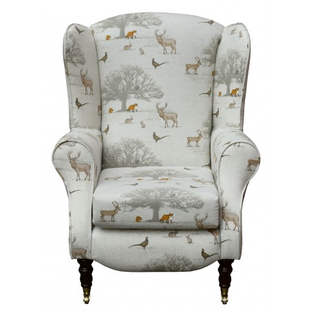 Duchess Wingback Armchair in a Tatton Autumn Print Fabric