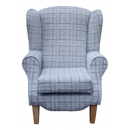 Duchess Wingback Armchair in a Grey Maida Vale Plaid Fabric