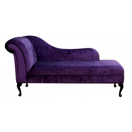 70" Classic Style Chaise Longue in a Pastiche Plum Fabric on Queen Anne Legs