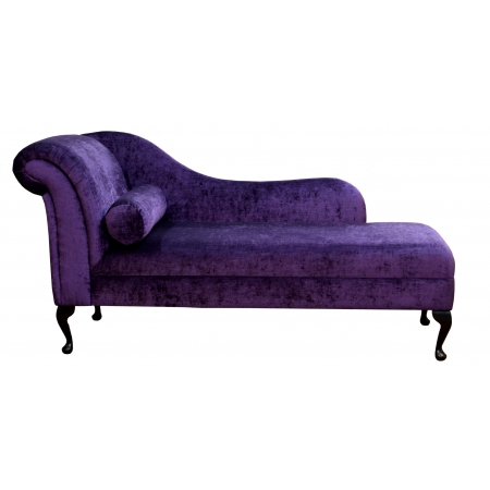 70" Classic Style Chaise Longue in a Pastiche Plum Fabric on Queen Anne Legs