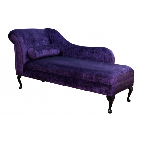 70" Classic Style Chaise Longue in a Pastiche Plum Fabric on Queen Anne Legs
