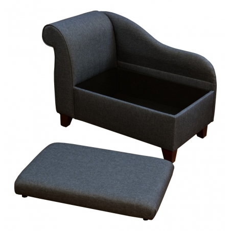 41" Storage Chaise Longue in a Dark Grey Sawana Fabric