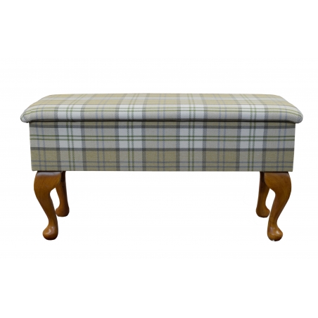 Medium Dressing Table Storage Stool in a Piazza Green Tartan Fabric