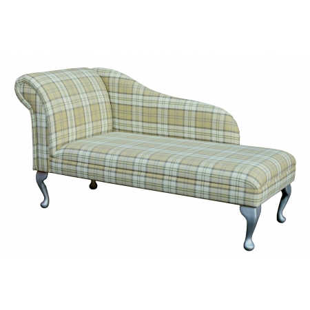 56" Classic Style Chaise Longue in a Green Tartan Piazza Fabric - PIA1631