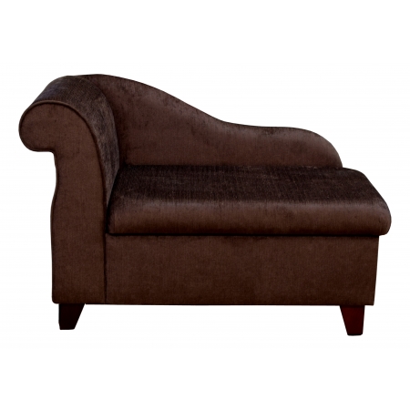 41" Storage Chaise Longue in a Pimlico Chocolate Fabric on 4" Tapered Legs - 16014