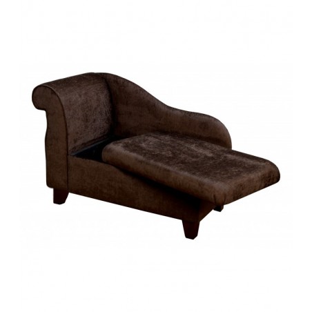 41" Storage Chaise Longue in a Pimlico Chocolate Fabric on 4" Tapered Legs - 16014