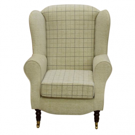 Duchess Wingback Armchair in a Maida Vale Check and Plain Fabric