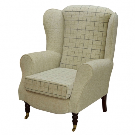 Duchess Wingback Armchair in a Maida Vale Check and Plain Fabric