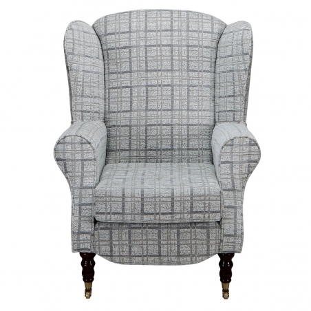 Duchess Wingback Armchair in a Maida Vale Grey Check Fabric