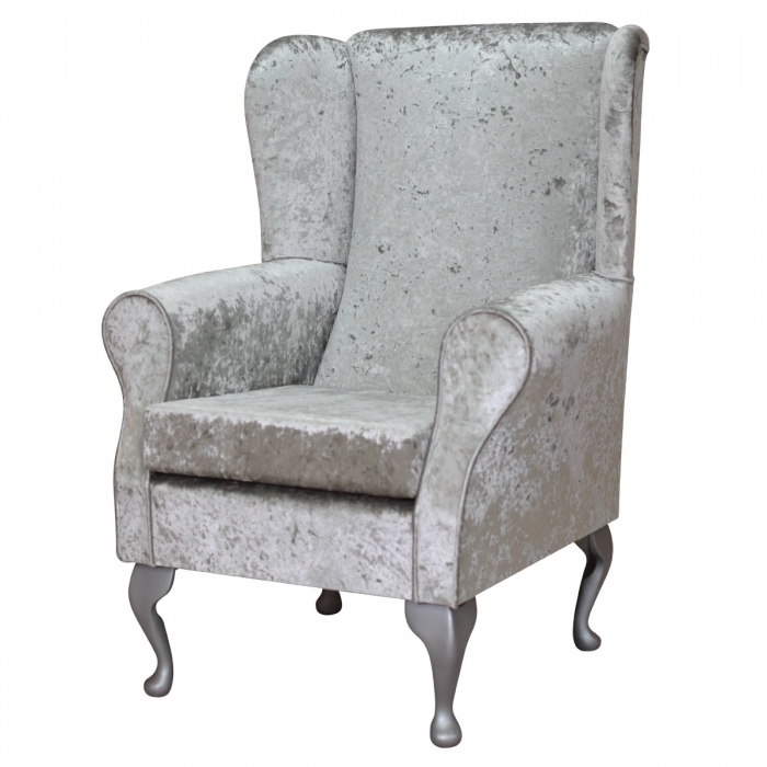 crushed velvet wing chair