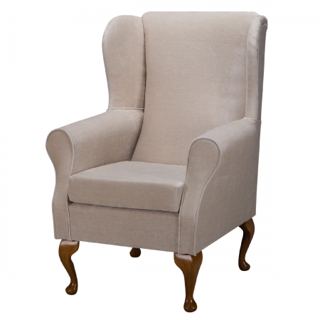 Standard Wingback Fireside Westoe Chair in a Velluto Oyster Fabric