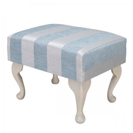 Small Footstool in a Woburn Blue Stripe Fabric