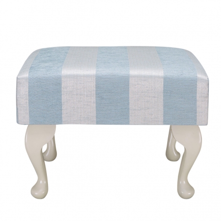 Small Footstool in a Woburn Blue Stripe Fabric