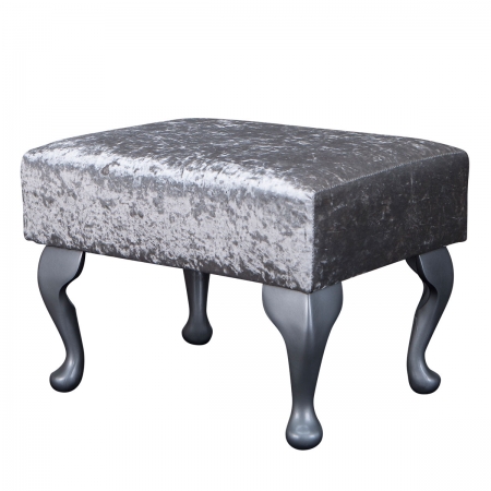 Small Footstool in a Shimmer Silver Crushed Velvet...