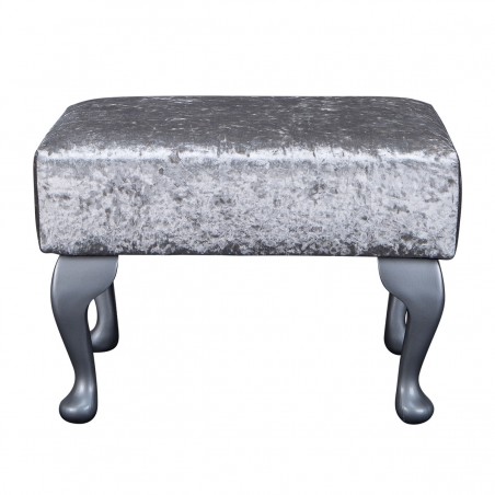 silver grey crushed velvet footstool