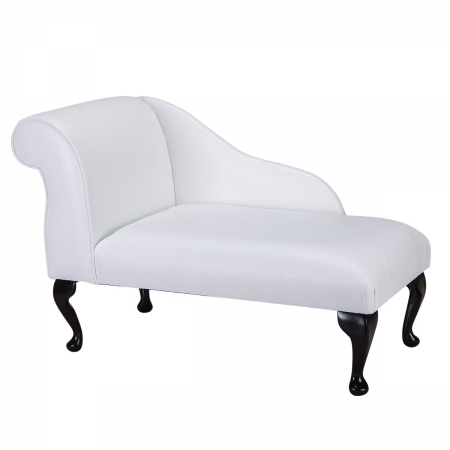 Mini Chaise Longue In A White Faux, White Faux Leather Fabric Uk