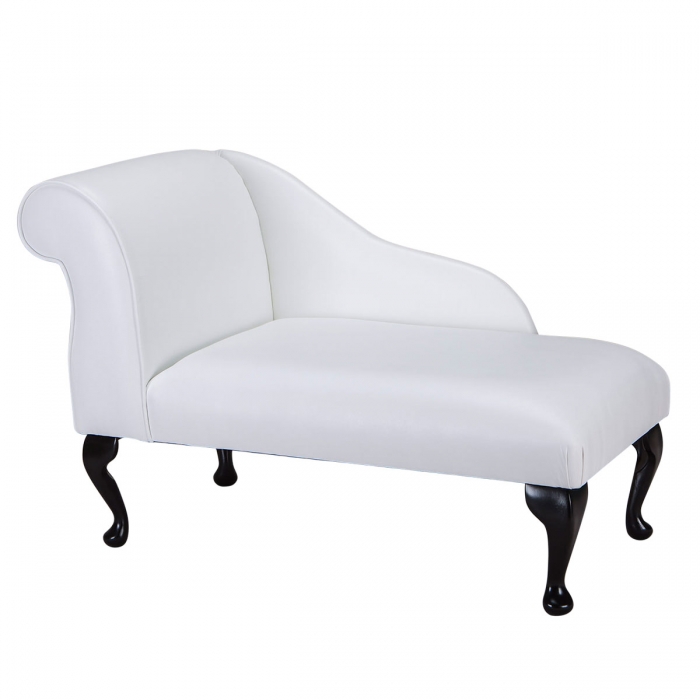 Mini Chaise Longue In A White Faux, White Leather Chaise Lounge
