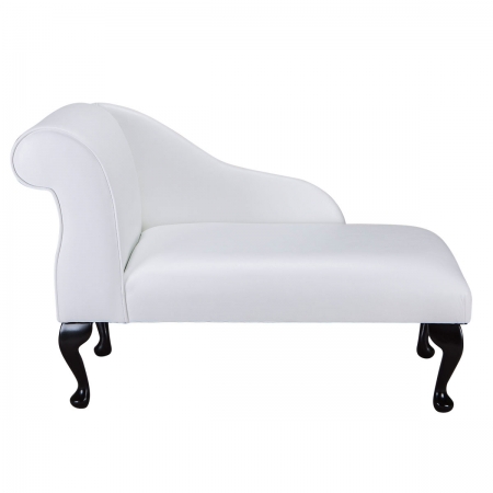 Mini Chaise Longue In A White Faux, White Faux Leather Chaise Lounge Chair