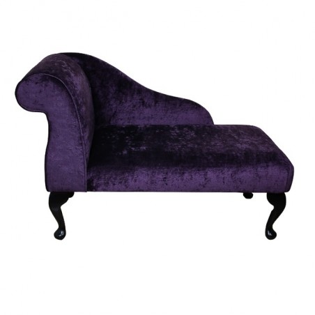 41" Mini Chaise Longue in a Pastiche Crush Slub Plum Fabric