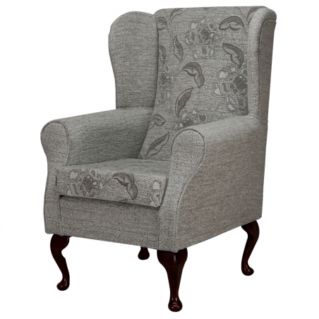 Standard Wingback Fireside Westoe Chair in a Maida Vale Floral and Plain Fabric